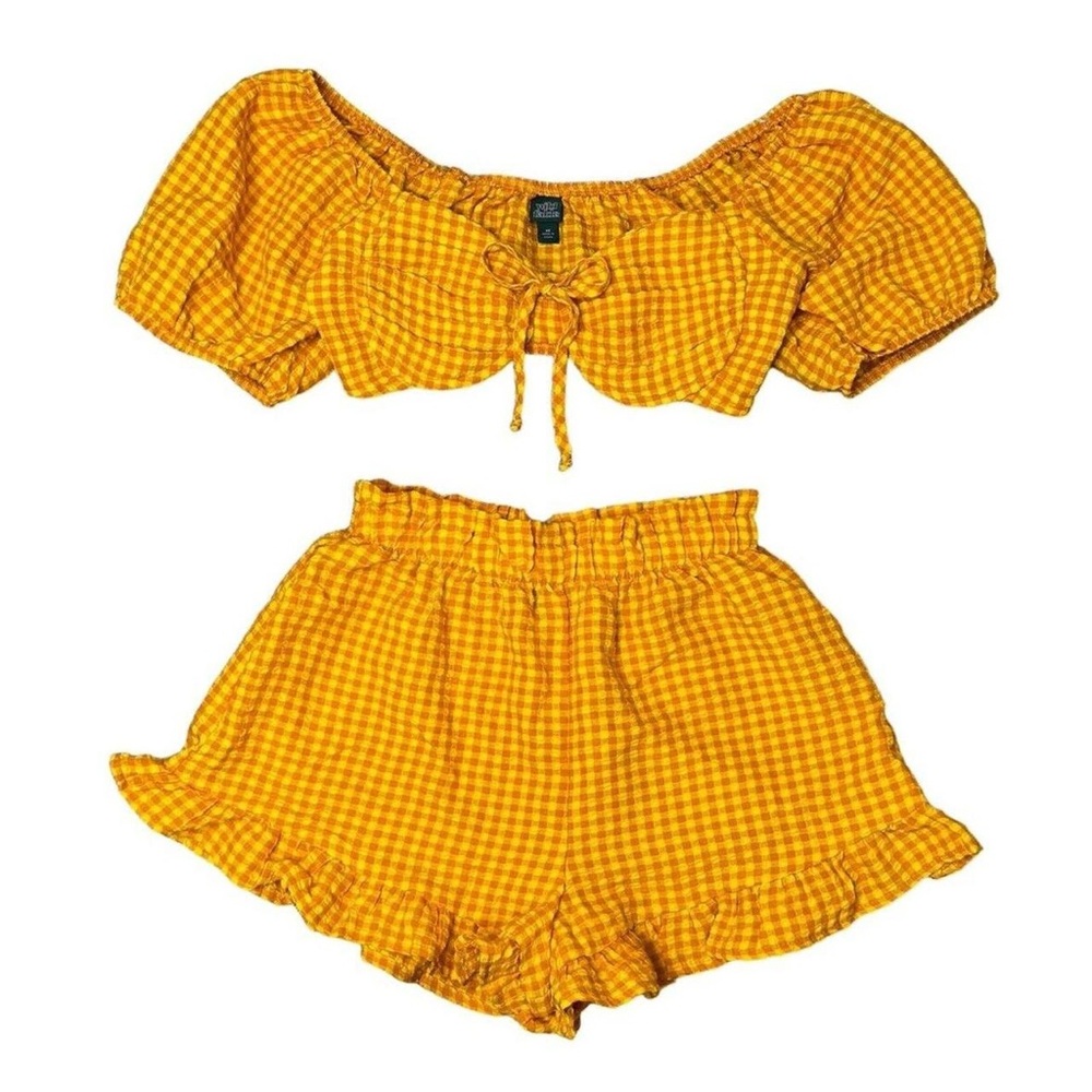 Wild Fable Orange Gingham Print Set